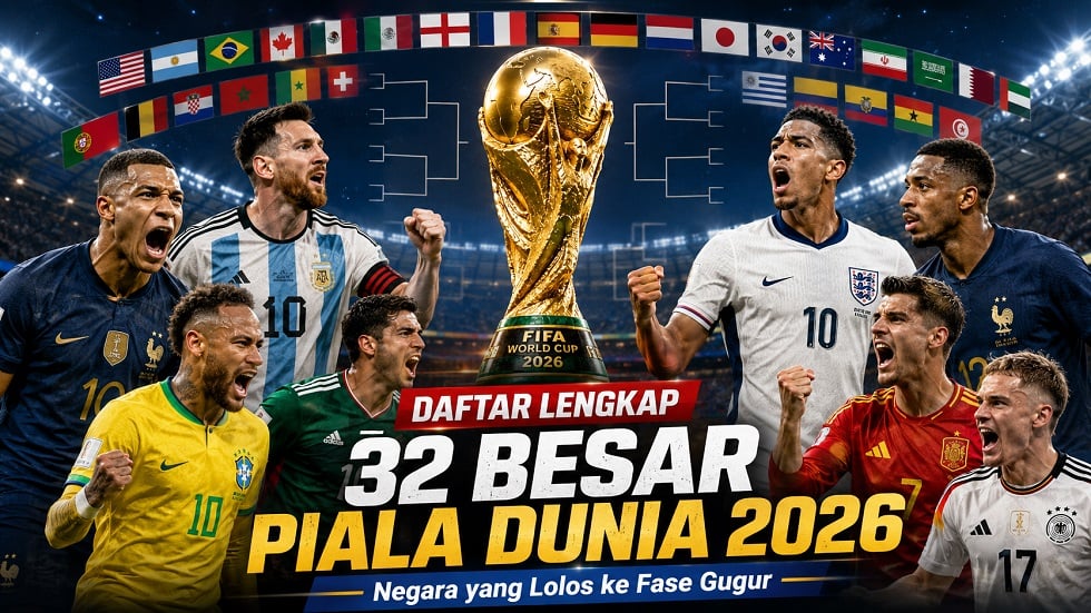 Daftar lengkap negara-negara yang lolos ke babak 32 besar Piala Dunia 2026.