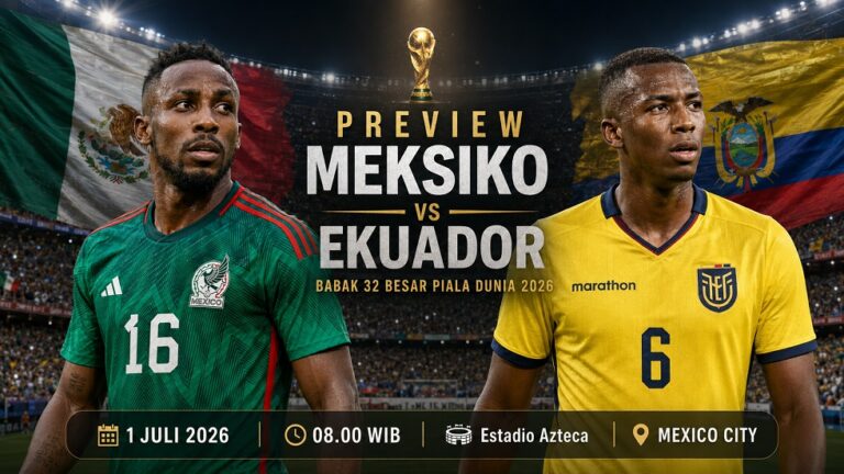 Preview Meksiko vs Ekuador pada babak 32 besar Piala Dunia 2026.