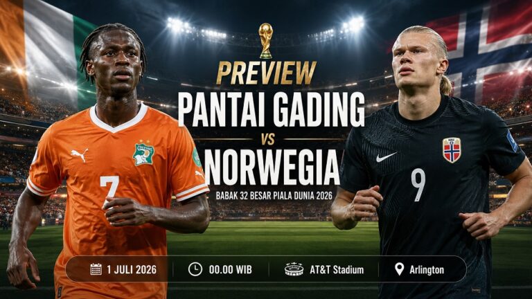 Preview Pantai Gading vs Norwegia pada babak 32 besar Piala Dunia 2026.