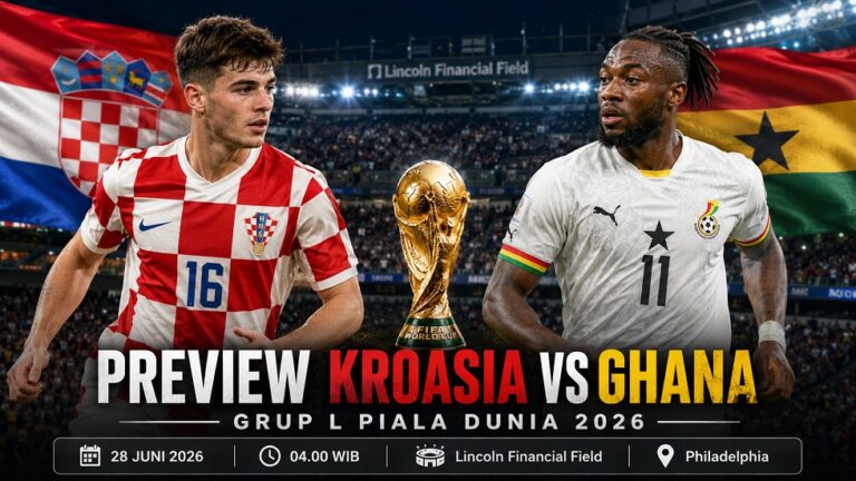 Preview Kroasia vs Ghana pada pertandingan Grup L di Piala Dunia 2026.