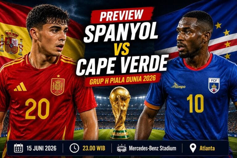 Preview Spanyol vs Cape Verde di Grup H Piala Dunia 2026, lengkap dengan data performa, H2H, prediksi susunan pemain.