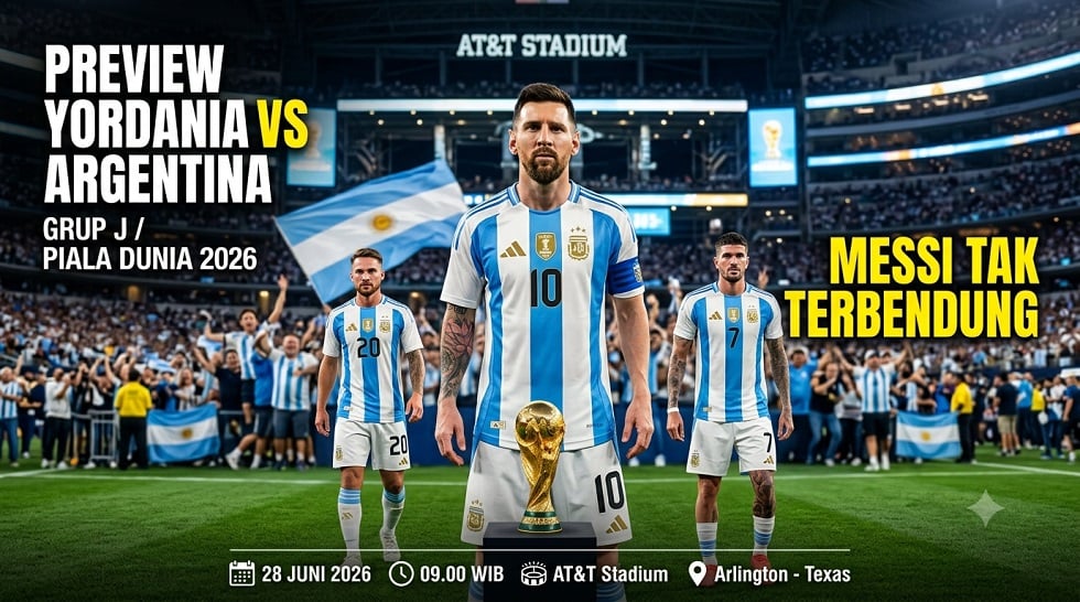 Preview Yordania vs Argentina pada pertandingan Grup J di Piala Dunia 2026.