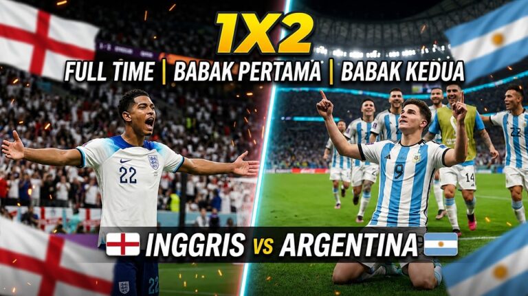 Analisis data 1x2 pertandingan Inggris vs Argentina di semifinal Piala Dunia 2026.