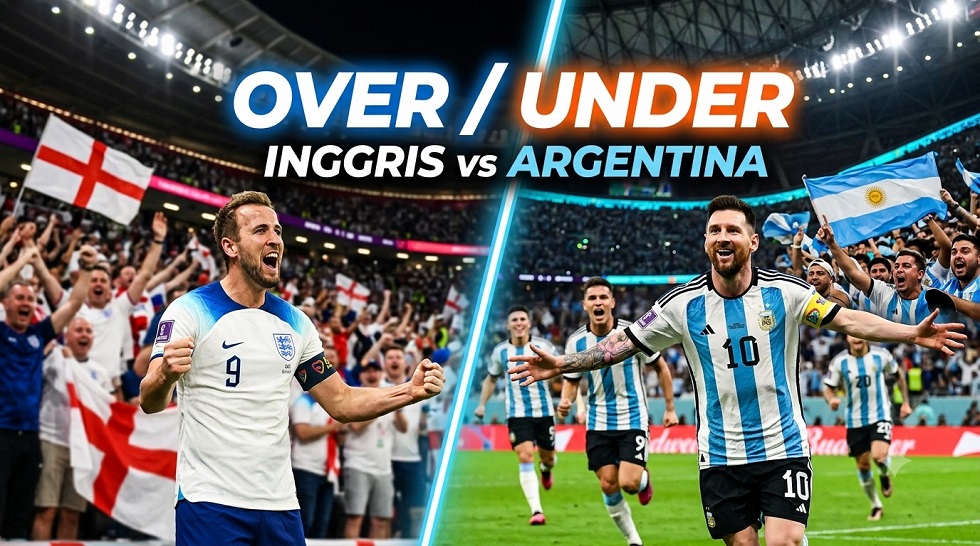 Analisis data over/under pertandingan Inggris vs Argentina di semifinal Piala Dunia 2026.