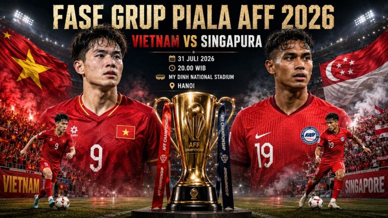 Preview Vietnam vs Singapura pada pertandingan fase grup Piala AFF 2026.