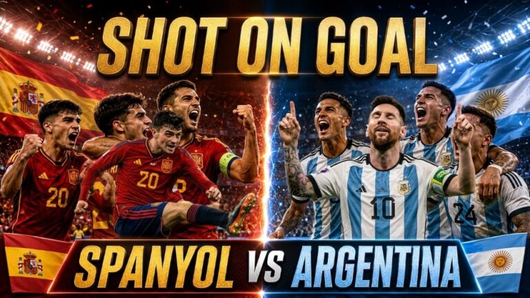 Data statistik shot on goal pertandingan Spanyol vs Argentina di final Piala Dunia 2026.