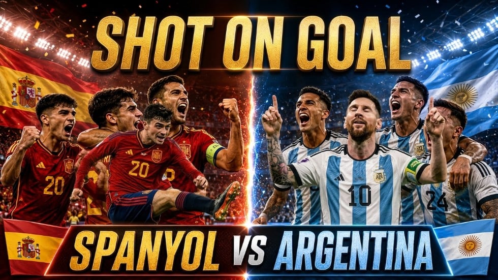 Data statistik shot on goal pertandingan Spanyol vs Argentina di final Piala Dunia 2026.