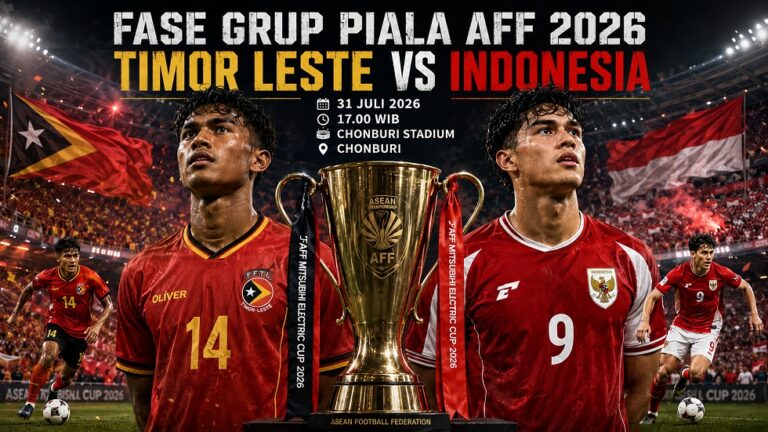 Preview Timor Leste vs Indonesia pada pertandingan fase grup Piala AFF 2026.